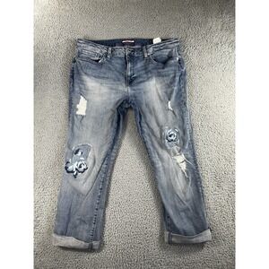 Tommy Hilfiger‎ Jeans Women 14 Patchwork Embroidered Distressed Boho Cropped